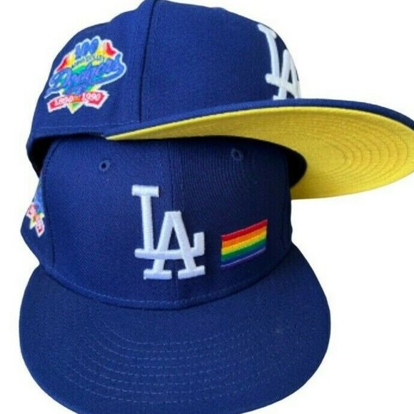 New Era Los Angeles Dodgers Pride Flag Patch 59FIFTY FITTED Hat - Picture 1 of 8
